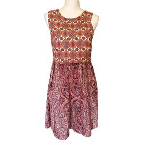 Japna Boho Floral Print Sleeveless Dress Size M Zipper Back Handmade Viscose